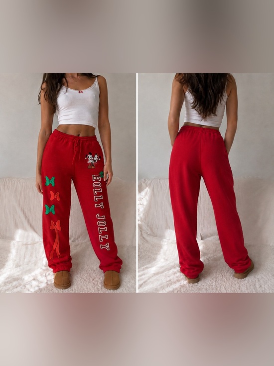 Disney Pants - Disney Mickey & Friends Holly Jolly Christmas Sweatpants – Juniors Medium – NWT